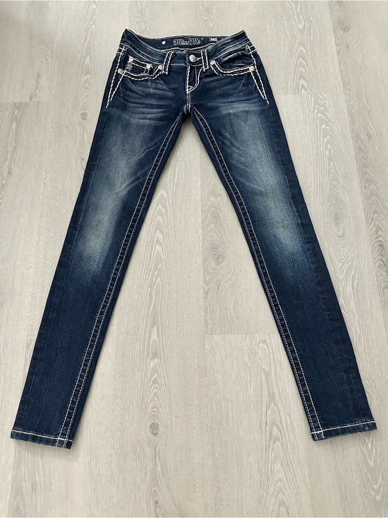 Miss Me Denim - Miss Me Rhinestone Low Rise Skinny Jeans